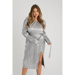 Load image into Gallery viewer, Silver Plisse Midi Dress
