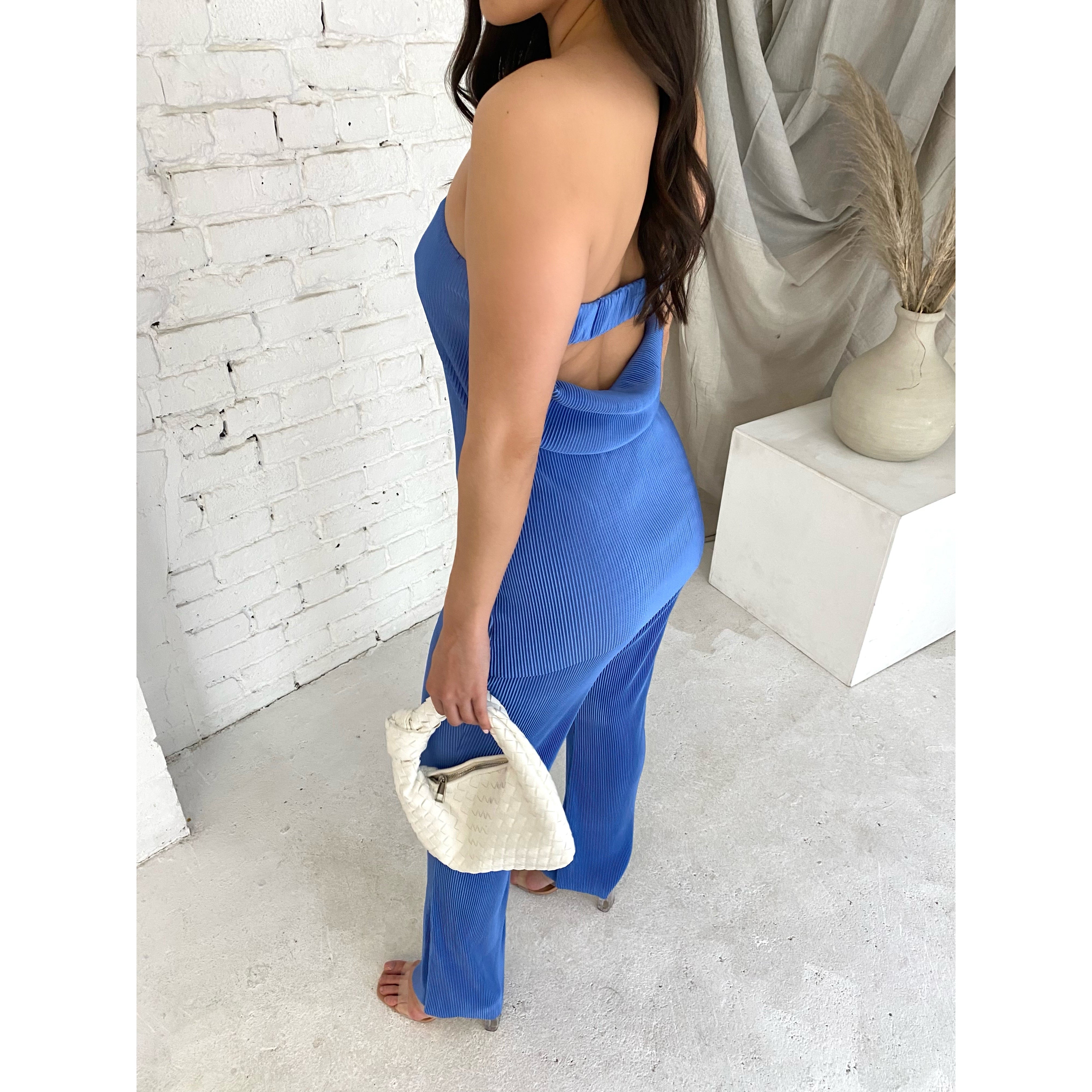 Blue Pleated Co-ord